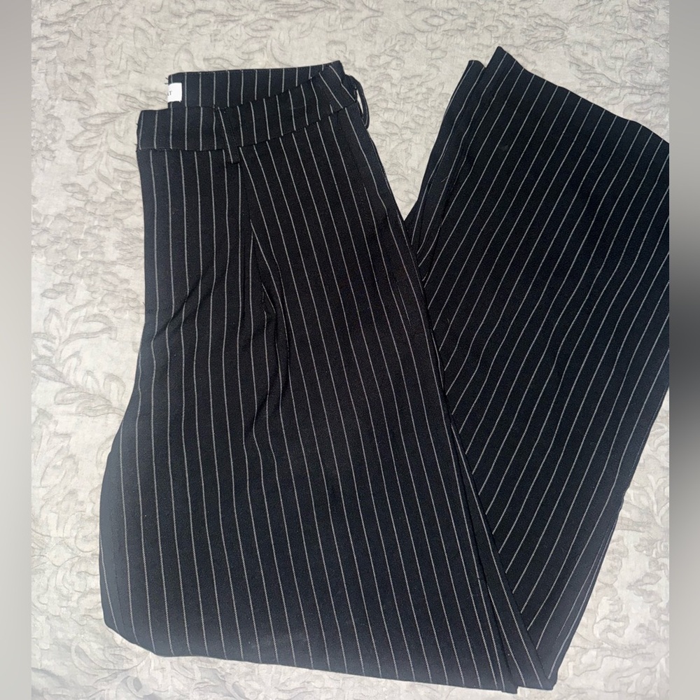 WeWoreWhat Black Low Rise Pinstripe Trousers | size 0